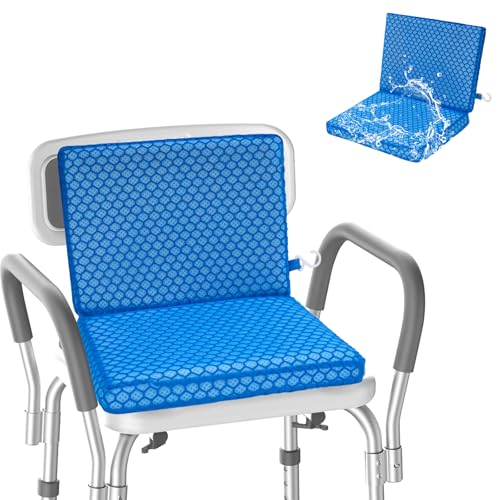 AnyForce Shower Seat Cushion-Non-Slip 4D Mesh Shower Chair Mat with Backrest Cushion for Elderly,Senior,Handicap,Disabled (Blue, Standard)