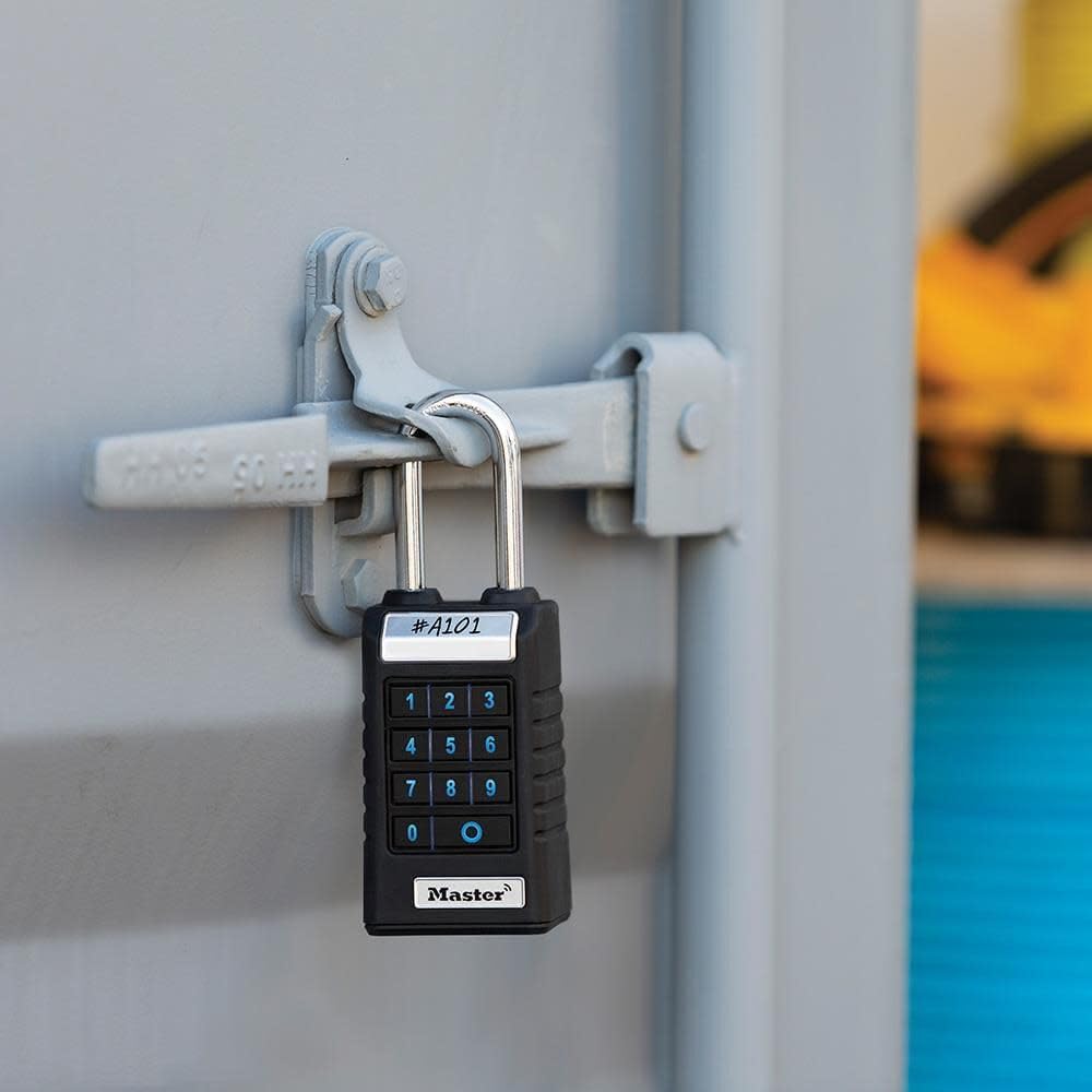 Master Lock 6400EURLJENT Bluetooth Vorhängeschloss für Unternehmen und Industrie [Bluetooth kompatibel mit Smartphone] [Länger Bügel] [Wetterfest] Schwarz