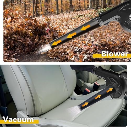 Image of 2 in 1 Cordless Air Blower & Vacuum Cleaner 48V Rechargeable | Handheld Leaf Blower for Car, Home, Garage, Keyboard Cleaning | Portable Dust Blower with Battery & Accessories