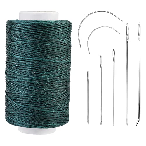 Namner Leather Waxed Thread, 250M Sewing Waxed Cord with Heavy Duty Needles