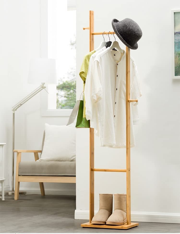 STAR WORK Indoor Home Foldable Natural Bamboo Clothes Corner Rack Saving Space Wooden Coat Hanger Stand (92-3 Beige, 10 X 5 X 5 Cm) (B0CRRT5YCY) Amazon Price History, Amazon Price Tracker