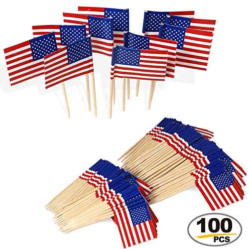 Anley US Flag Toothpick Flag - Vivid Double Sides Print, Smooth Solid Pick