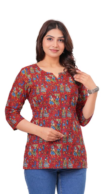 Image of SIROTA Rayon Short Top for Women | Tunic for Jeans | Western Short Kurti | Stylish Straight Ladies Kurta | Ethnic Kurta for Girls