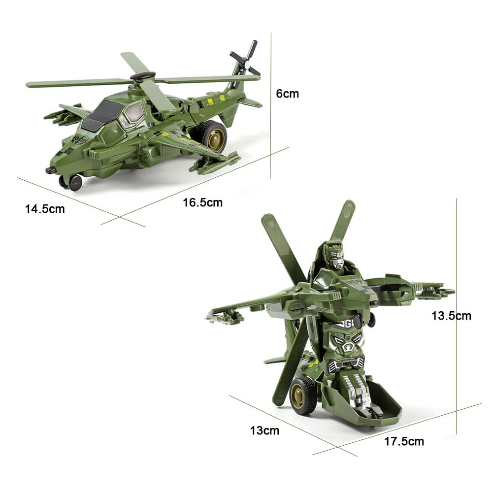 Transforming Airplane Toy Aircraft Robot Toy barn Enkel flygplan Modell leksaker barn pojkar Och flickor rolig lek fordon gåvor för småbarn barn 3–8 år (Green)