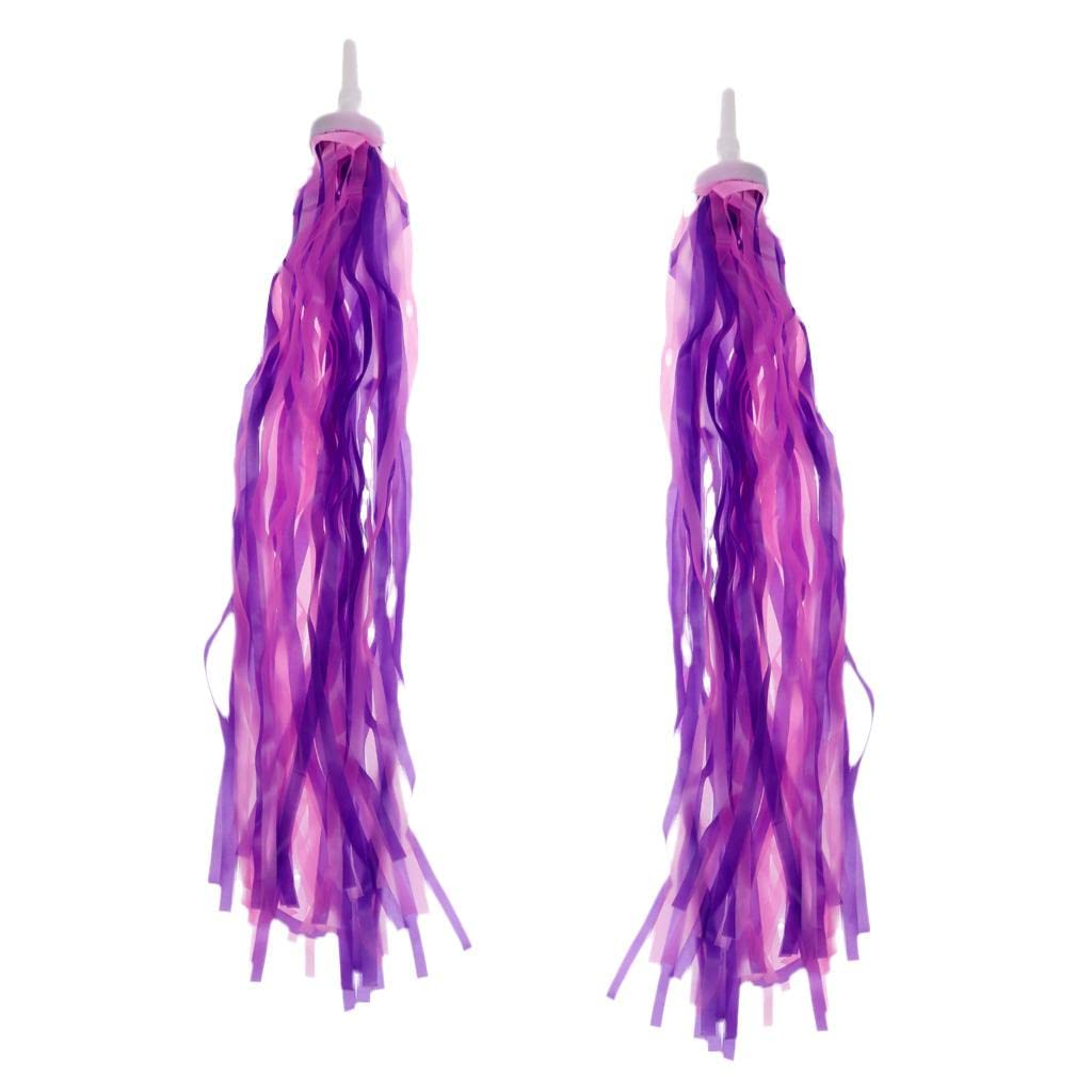LOOM TREE® 2 Pieces Kids Scooter Bike Handlebar Streamers Handlebar Grips Decoration Purple + Kids Girls Bike Pannier Bicycle Bowknot Front Basket Shopping Bag Detachable | Cycling | Bicycle Accessory-image-18