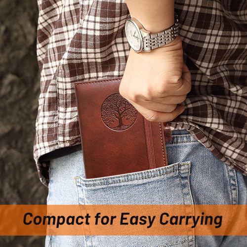 Image of Small Pocket Notebook, Leather Journal Mini (Purple)