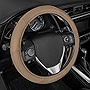 Motor Trend Beige Classic Stitch Perforated Simulated Leather Steering Wheel Cover, All Beige