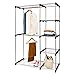 Basics Hardware Deluxe Double Rod Closet Organizer Freestanding Wardrobe Rack - Silver (Wardrobe Organizer)