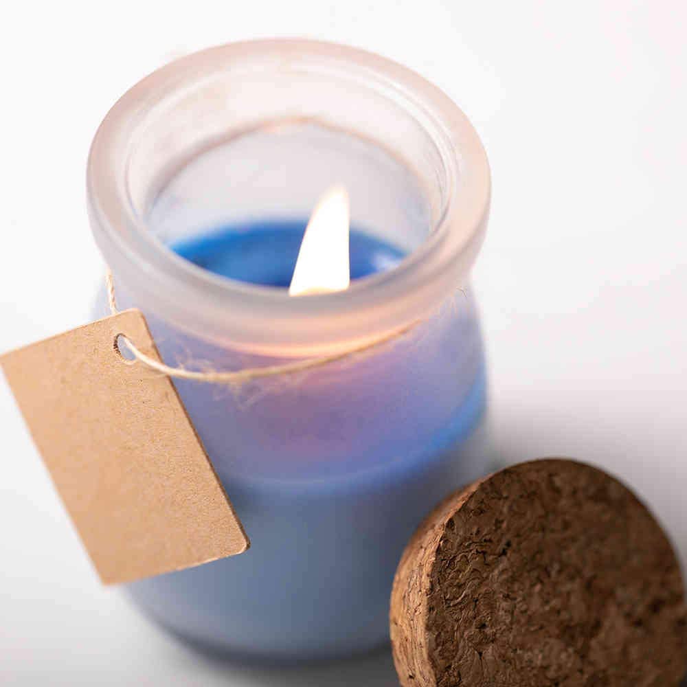 Lote 25 Tarros de Cristal con vela aromática, surtido en colores. Velas baratas para bodas, bautizos, comuniones, eventos, fiestas.