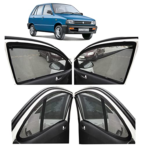 Image of Autofact Magnetic Car Sunshades Compatible with Maruti Car 800 (Set of 4) - Easy Installation, UV Protection, Keeps Car Cool (Front 2 with Zippers for Easy Access, Rear 2 Without Zippers)