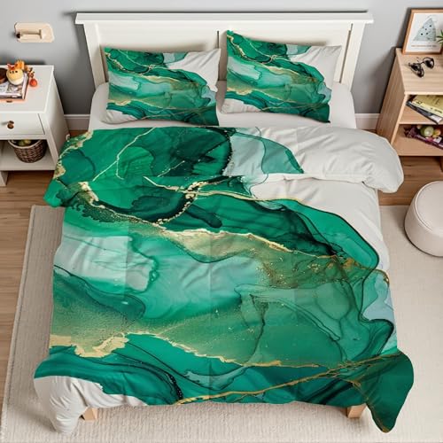Housse de couette 200x200 vert microfibre infroissable sans repassage - 3