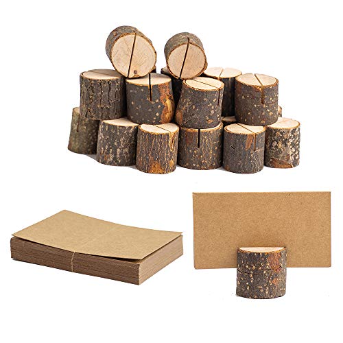 YXMYH Rustic Wood Place Card Holders, 20 Pcs Premium Rustic Table Number Holders