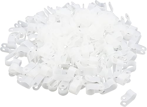 Antrader Abrazadera de cable tipo R, clips organizadores de cables de nailon blanco para gestión de cables de 38 pulgadas de diámetro, paquete de 200