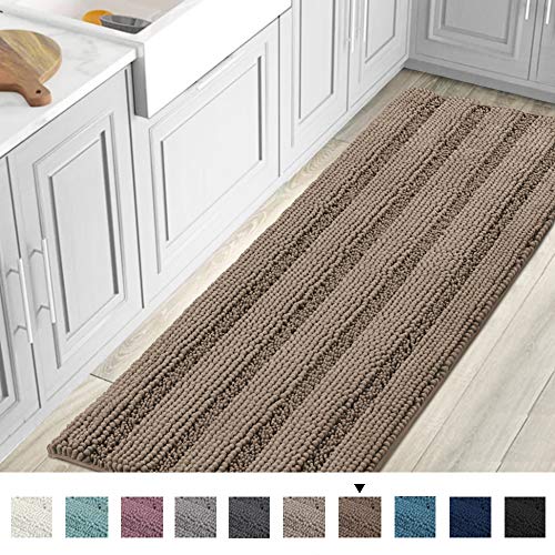 Striped Luxury Chenille Bathroom Rug Mat Runner Oversized 59x20 Inch Extra Soft