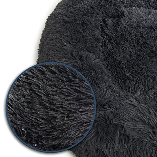 Wallace & Jones | Plüschbett Sarnia - M | Hundebett Liegekissen Donut | ca. 80 x 80 x 24 cm | Dunkelgrau