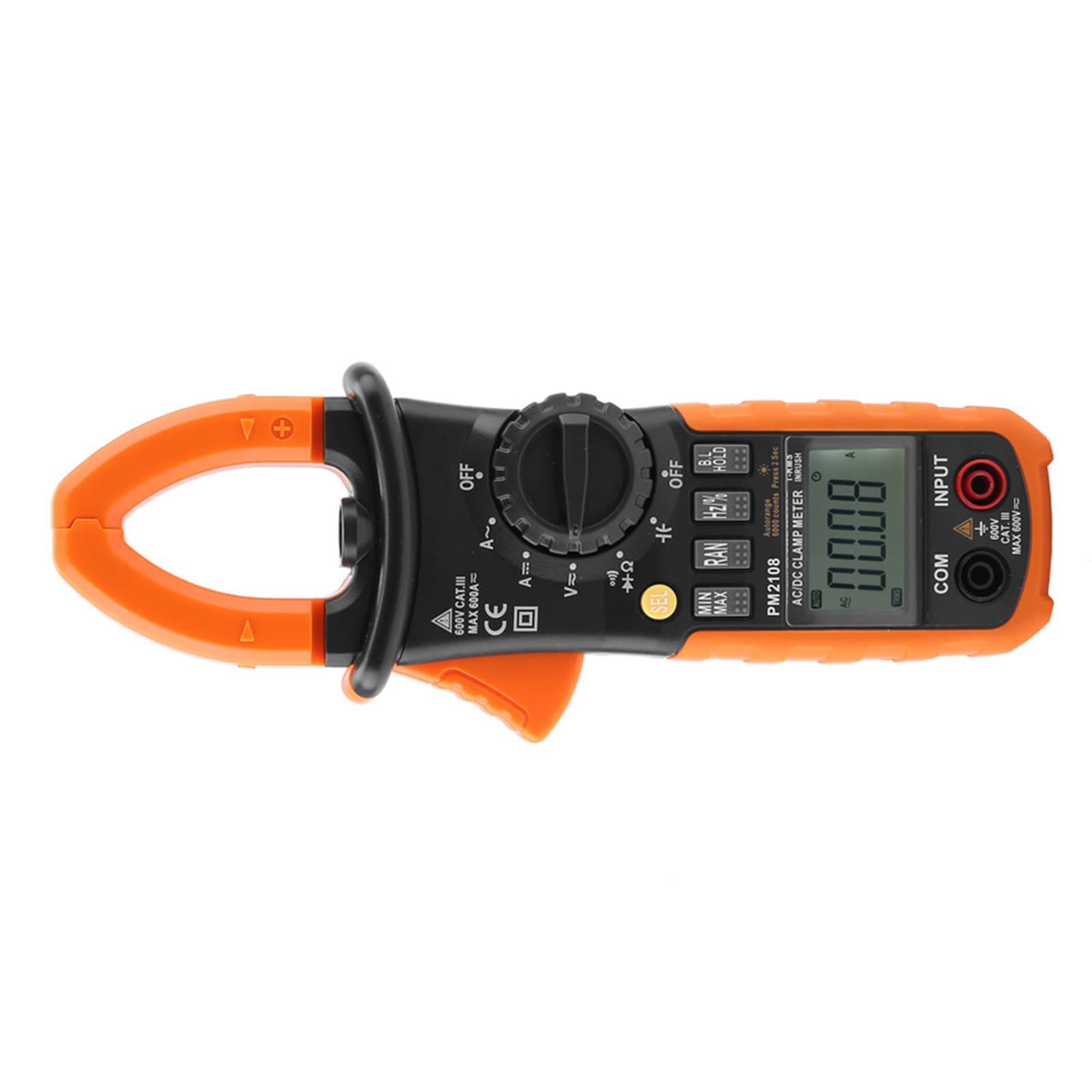 Pinza Multímetro, PEAKMETER PM2108 Multímetro Digital Portátil Digital 6600 Cuenta AC/DC Pinza Medidor Corriente Tensión Resistencia Prueba de Resistencia, Prueba de Continuidad en Circuito,