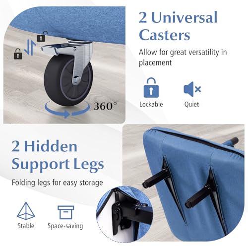 Sillón Convertible Plegable Azul miniatura 7