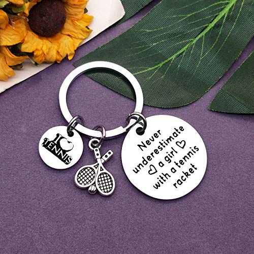 Tennis Lover Jewelry Gift Tennis Gift Keychain for Girls Teens Tennis Girl Jewelry Tennis Player Gift Inspirational Gift for Tennis Girl Christmas Birthday Graduation Gift