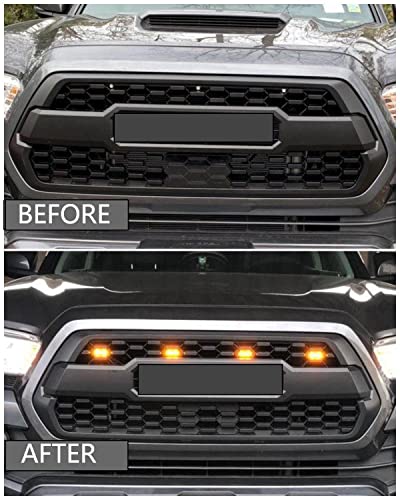 Mealam Amber Led Lights 4Pcs Front Grille Raptor Lamps Car Accessories With Harness And Fuse, Compatible With 2016 2017 2018 2019 Toyotaa Tacoma Trd Pro #TOP4