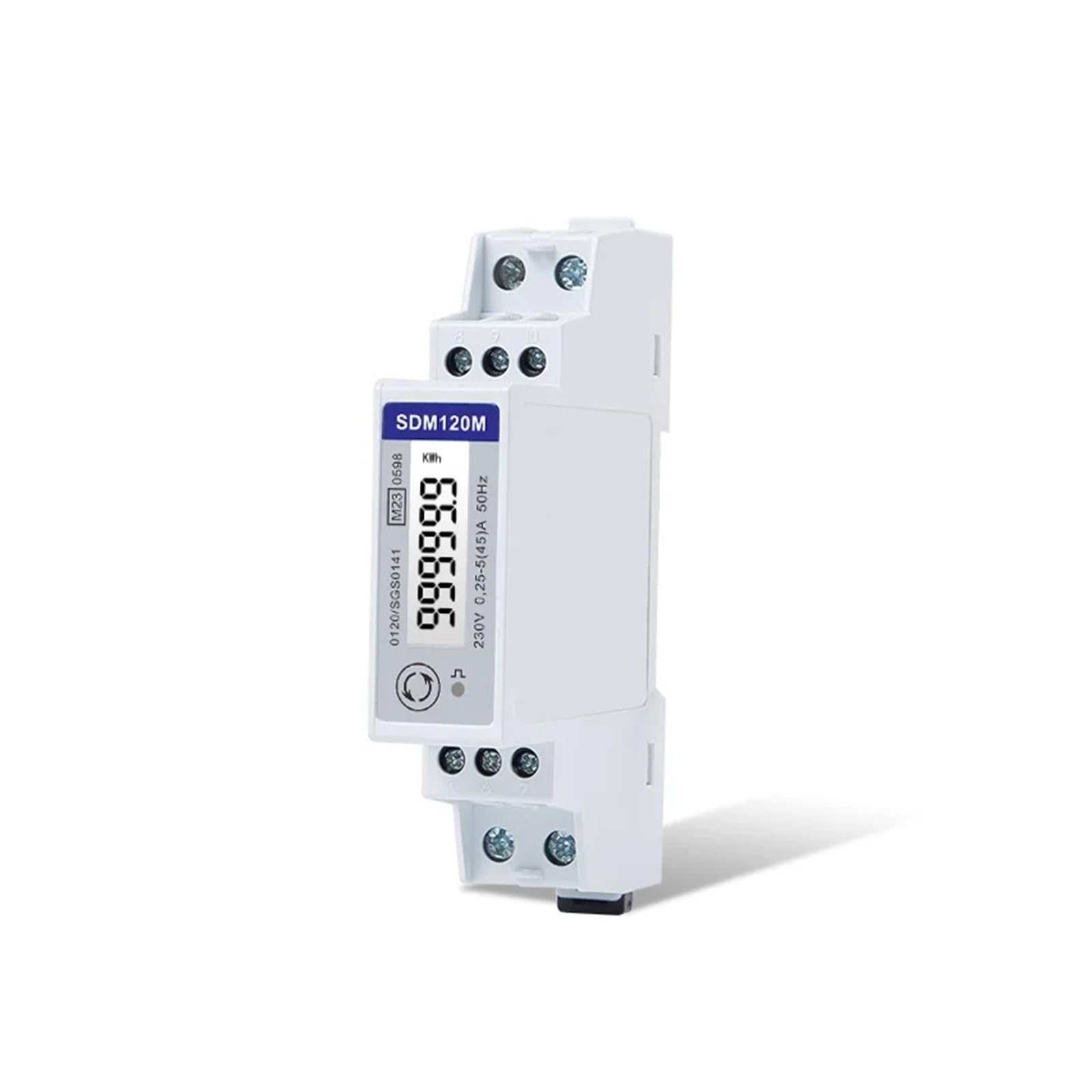 SDM120M MID,1 Phase 2 Wire,Measurement DIN Rail Energy Meter, 0.25~5(45) A, 230V, RS485 Modbus, Kwh,Dmd