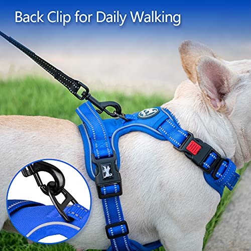 Image of PoyPet No Pull Dog Harness, No Choke Reflective Dog Vest, Adjustable Pet Harnesses with Easy Control Padded Handle for Small Medium Large Dogs(Royal Blue,L)
