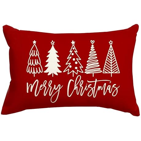 RABUSOFA Christmas Lumbar Pillow Covers 12x20 Inch Outdoor