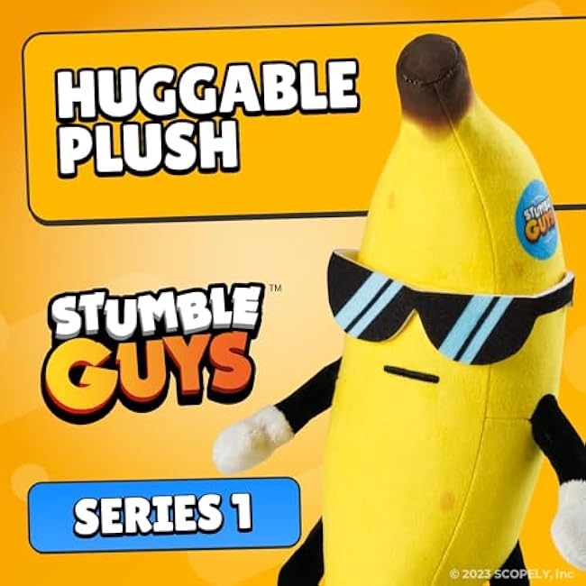 Stumble Guys 12-Inch Huggable Plush Collection - Soft & Cuddly Character Toys, Collect Mr. Stumble, Sprinkles, Banana Guy, & Leonidas, Official Merchandise (Banana Guy)