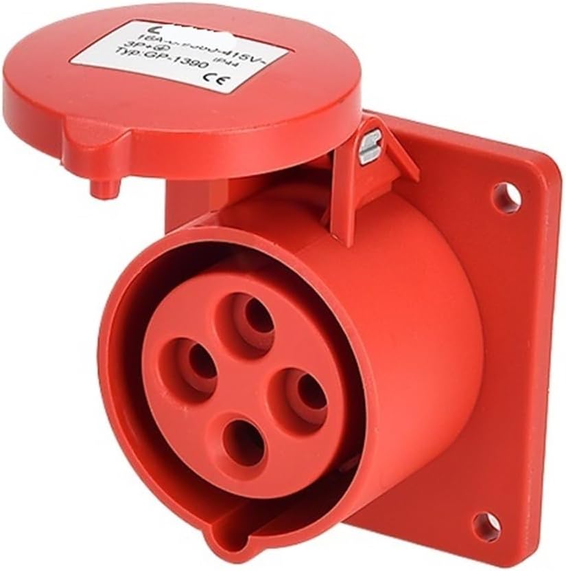 Industrial Plug and Socket Connector Three-Phase 3-core 4P5 Hole 16A/32A Waterproof Non-Explosion-Proof IP44(4p32a Ip44 Dark Straight Seat Gp)