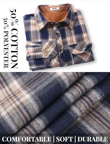 COOFANDY Men's Fall Plaid Button Down Shirt Long Sleeve Casual Cowboy Work Shirts Lightweight Flannel Shirts Two Pocket2