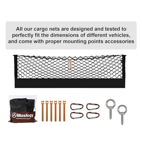 Muslogy Truck Bed Cargo Net Trunk Netting Compatible with Ford F-150 & Lightning 2015-2026 Accessories, Pickup Cargo Organizer SUV Sedan Storage Net w/Heavy Duty Carabiners by Muslogy - Image 9