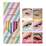 ✓ Colorful Eyeliner Set: 6 colores diferentes de delineador de ojos con efecto mate, puedes probar varios colores. La punta del delineador de ojos tiene una línea suave, un peso ligero único y una textura de remojo, que puede deslizarse fácilmente y luego secarse ligeramente, lo que puede atraer la atención en cualquier ocasión.