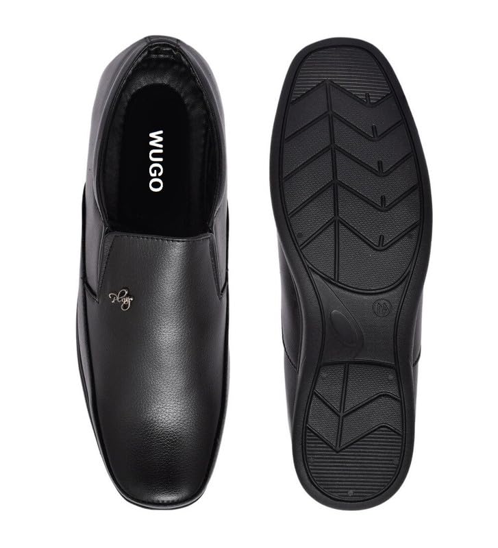 Image of Formal Non-Lacing Moccasin Shoes for Men - Formal Shoes for Men - Stylish, Cushione - Business, Wedding, Office Wear - Black, Brown, Tan - Lightweight & Comfortable (Black, 6)-PID53509