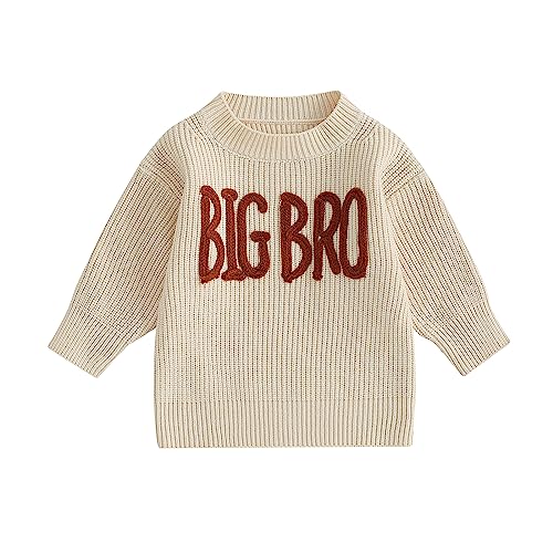 Image of Infant Baby Boy Knit Sweater Romper Big Bro Little Bro Big Sis Lil Sis Matching Baby Long Sleeve Pullover Top