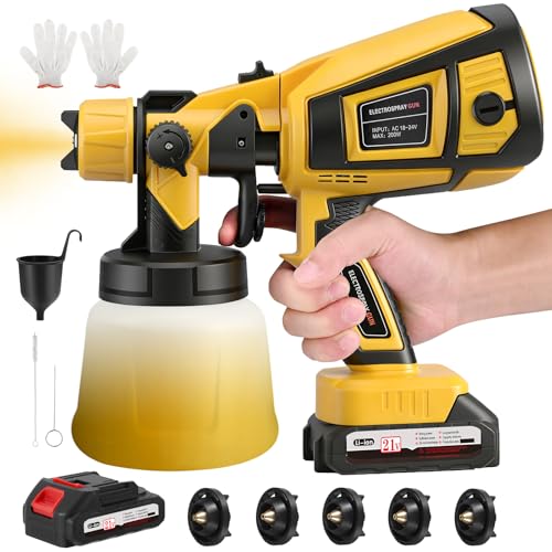 Pistolet a Peinture sans Fil, Pistolet à Peinture avec Batterie 21 V,Pulverisateur a Batterie avec...