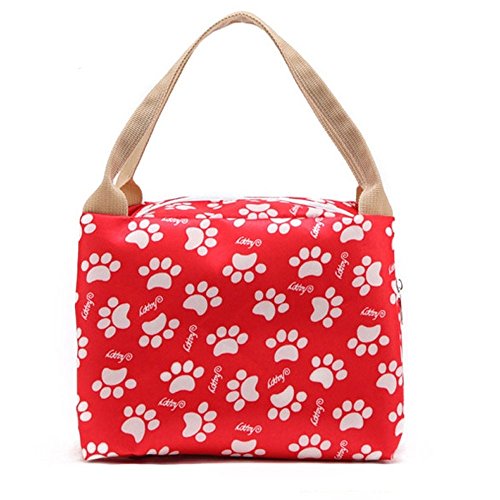 Kelaina Sac de déjeuner portable avec motif chien pour les pique-niques (Rouge)