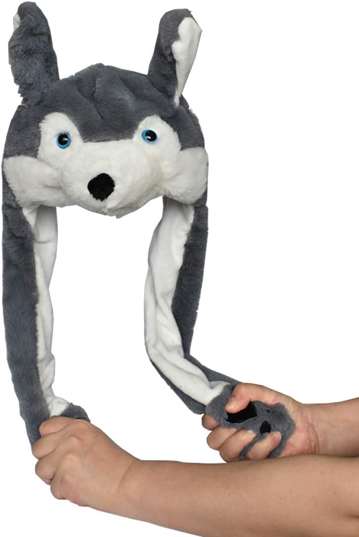 Kids Adults Plush Hat Ear Moving Ear Flap Hat with Paw - Image 3