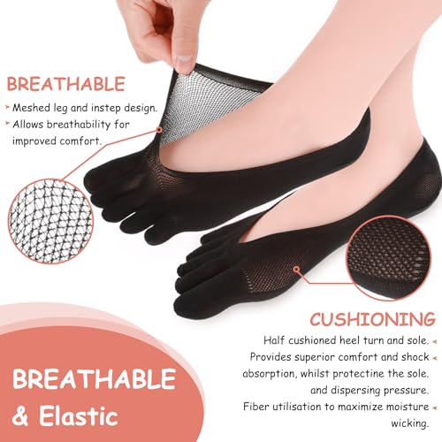 5 Pairs Five Finger Orthopedic Compression Socks, Toe Separator Socks, Breathable and Soft Align Toe Socks for Women Foot Size 9-114