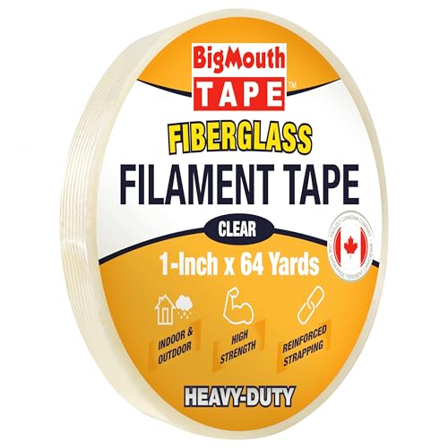 Image of Filament Tape, Available in 6 Sizes, Clear Strapping Tape 1 inch, Used for Strapping, Fixing, Reinforcing, and Repairing, 1 -inch x 64-Yards