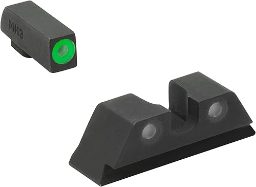 MEPROLIGHT MEPRO - Miras fijas hiperbrillantes de tritio para día y noche compatibles con Glock, puntos de tritio verdes, anillo frontal de color