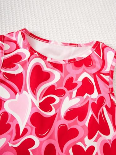 OYOANGLE Girl's 4 Pack Tank Tops Cute Heart Print Sleeveless Crop Top Ribbed Knit Summer Tops4