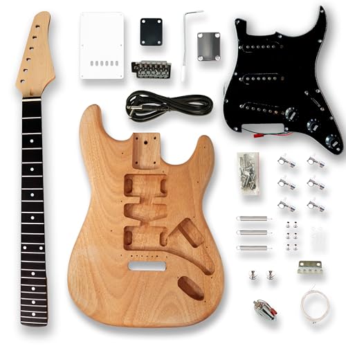 BexGears DIY ST Style Electric Guitar Kits, Mahogany Body maple neck & composite ebony fingerboard