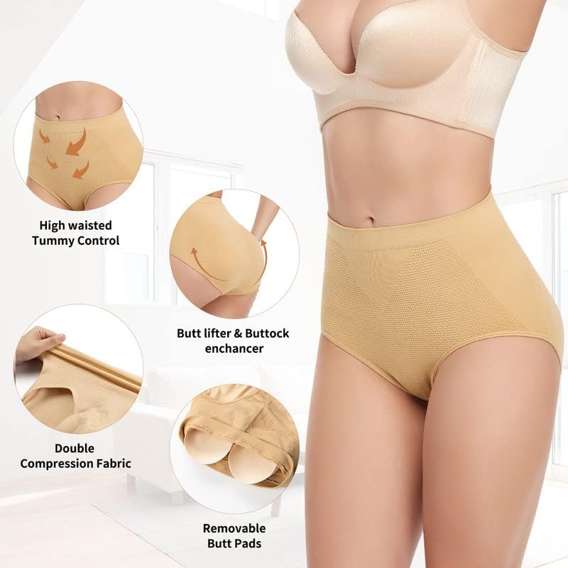SHAPERIN Womens Butt Lifter Padded Panties High Waist Hip Enhancer Briefs Tummy Control Body Shaper Underwear - Image 3