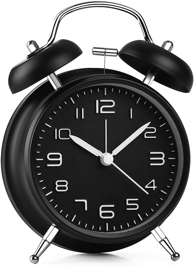 IBSO 3'' 4'' Twin Bell Alarm Clock Metal Frame Backlight