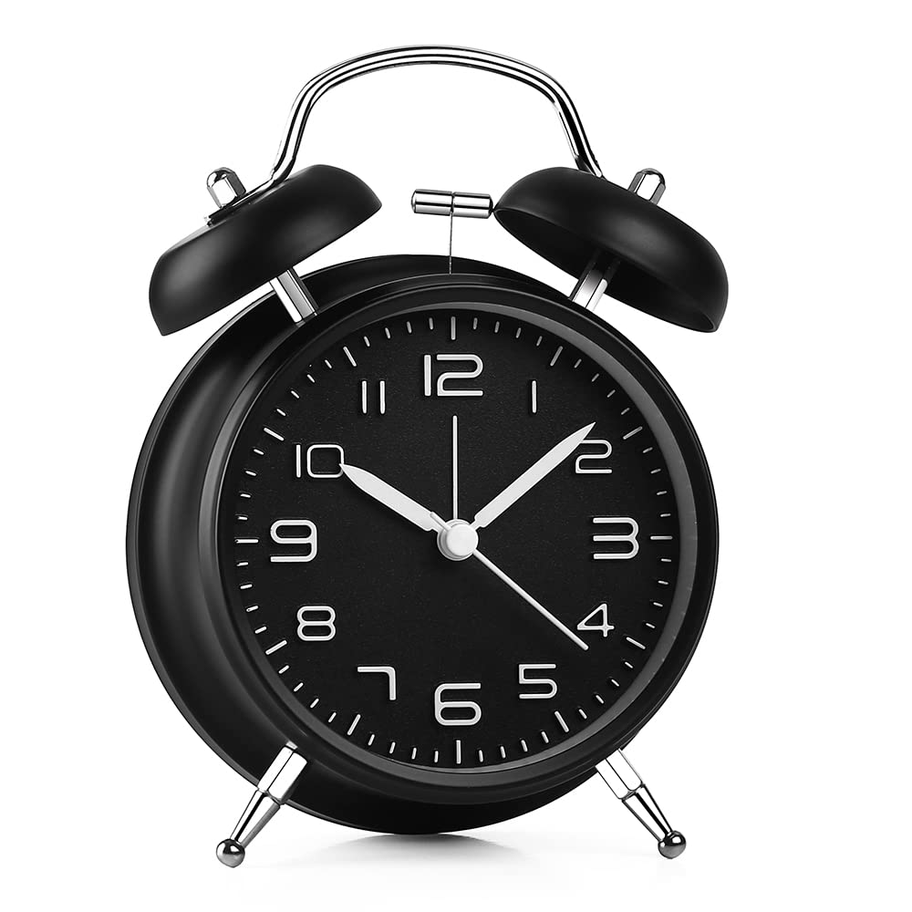 Buy 3" 4" Twin Bell Alarm Clock Metal Frame Backlight Function Desk