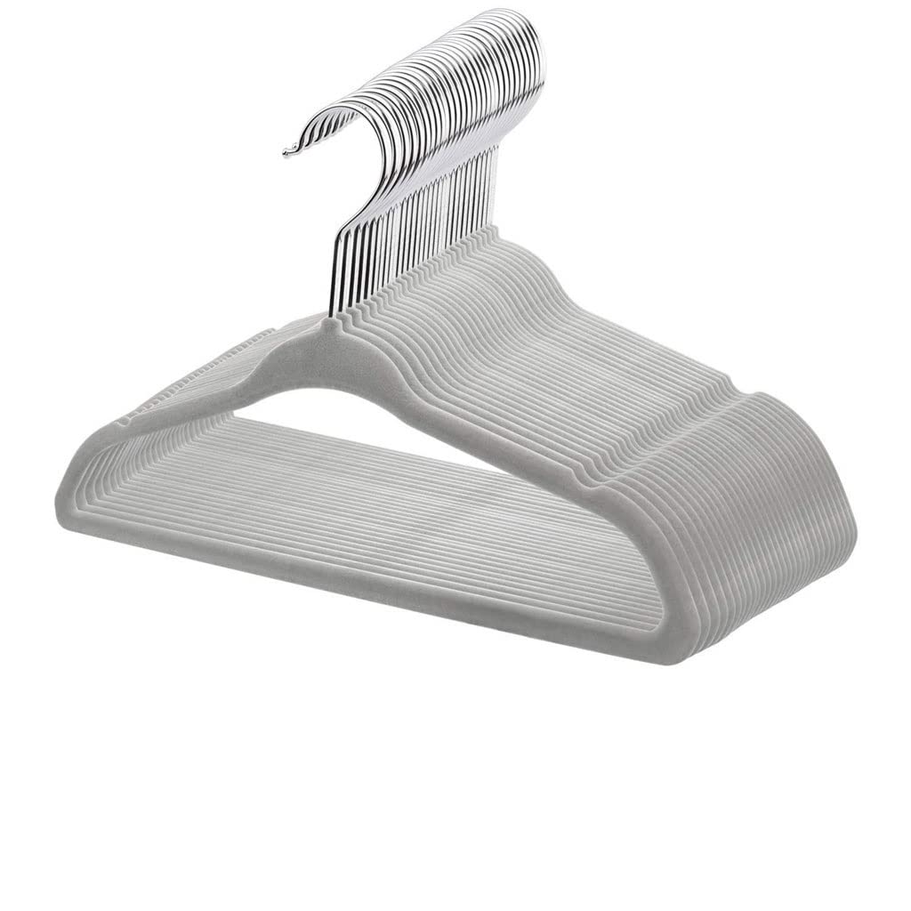 LBAawxe 20 Pack Coat Hangers Flocking Non-Slip Hanger Household Children's Hanger with 360 Degree Rotatory Hook and Shoulder Notches(Gray)