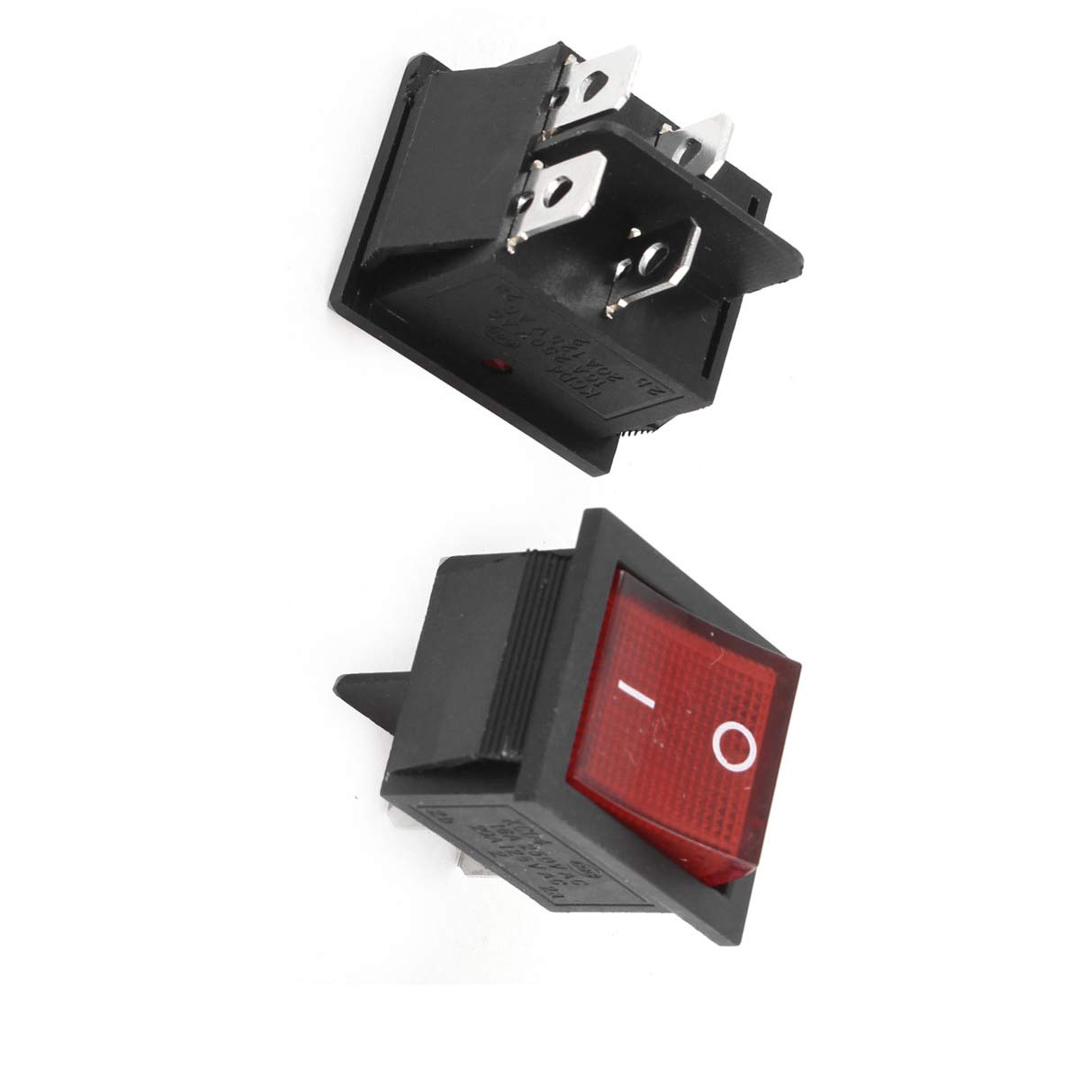 POWTAXBJGD 2 Pcs Wall Switches DPST ON-Off 4 Pin Red Light Rocker Switch 16A/250V Dimmer Switches 20A/125V AC