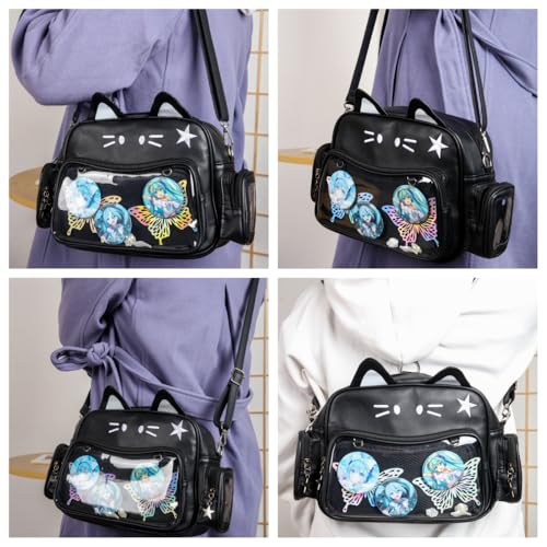 Cat Ita Bag Pin Display Kawaii Backpack for School PU Shoulder Crossbody Bag for Girls Y2k Purse with Insert2