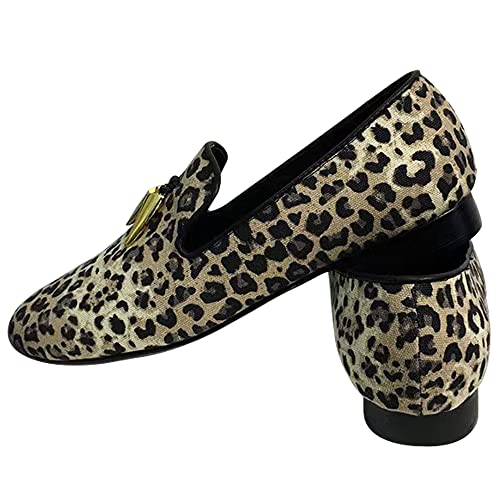 F.N.JACK Loafers for Men - Canvas Leopard Print Loafers Slip-on Flat Cotton Wedding Dress Shoes…3