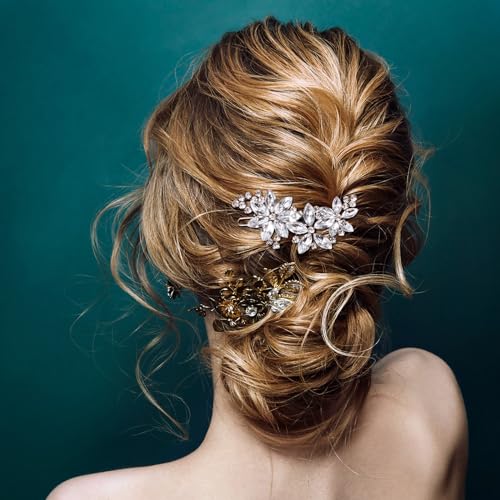 Pagow Hair Clips, 2Pcs Crystal Flower Bridal Hair Accessories thumb #4