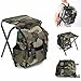 scosao Silla de Mochila Plegable Taburete Camping Pesca Ligera Camuflaje Silla de Multifuncional Mochila Silla Caza con Refrigerador Bolsa de Picnic, para el Camping al Aire Libre Pesca Caminata Caza,